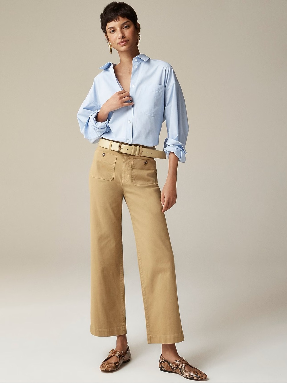 J. Crew Wide-Leg Chinos in Camel - Picture 2 of 6
